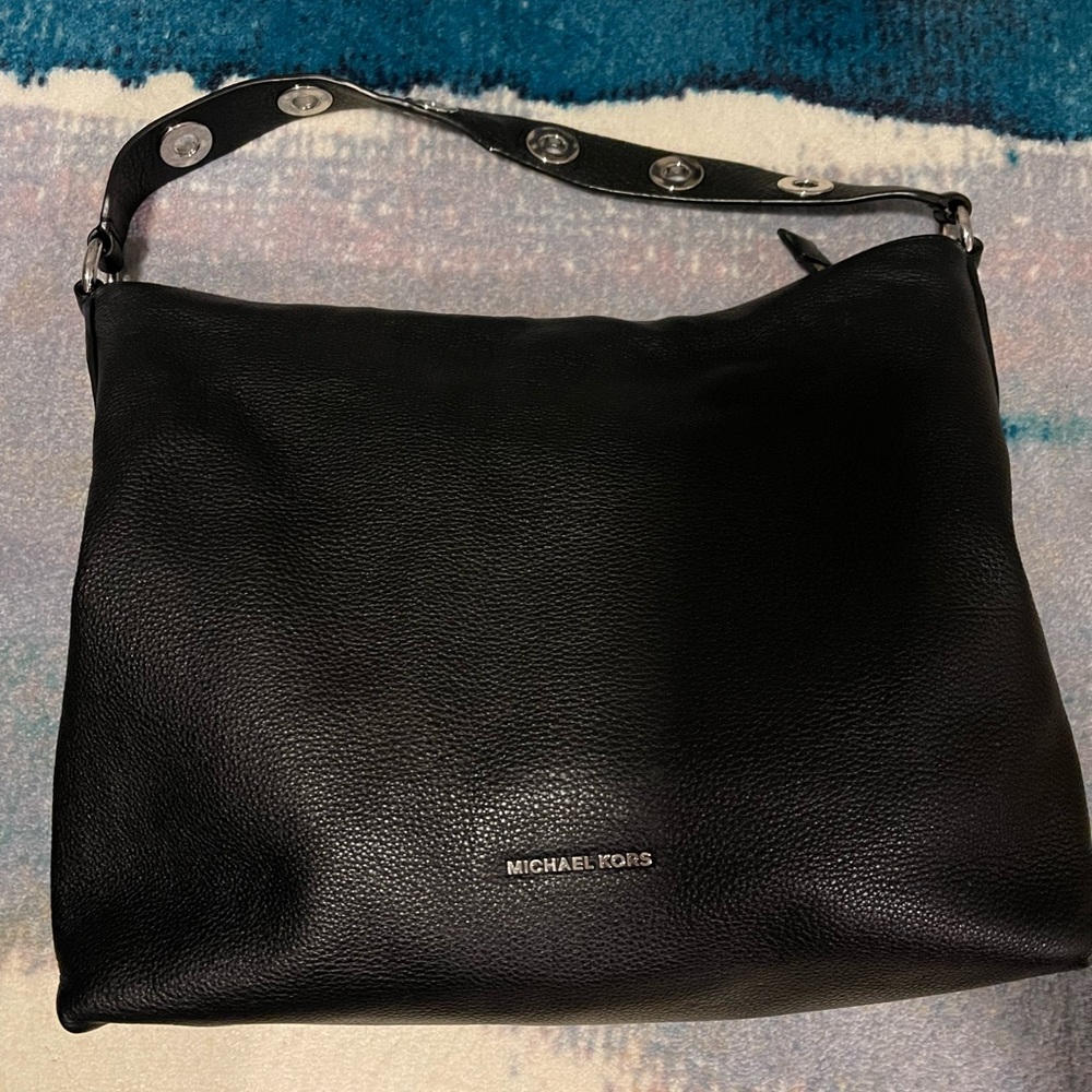 MK black leather hobo bag